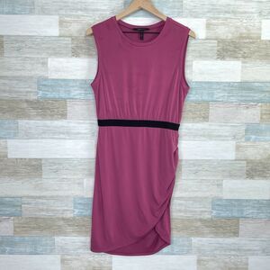 BCBGMaxAzria Side Ruched Asymmetric Tank Dress Purple Stretchy Womens Medium